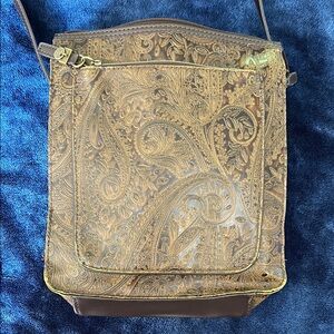 Brown and Gold Paisley Shoulder Bag